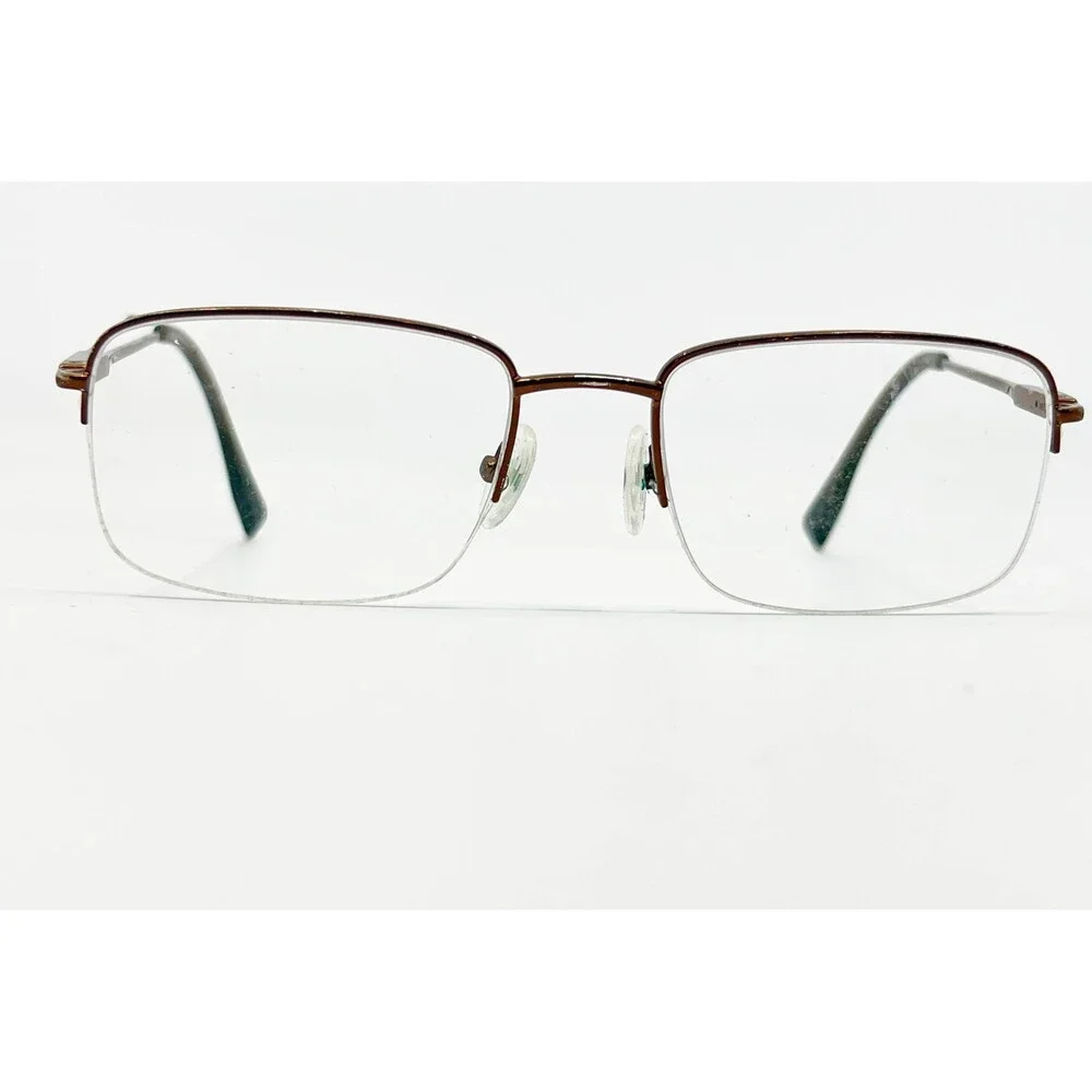 Tura Eyeglass Frames Mens Brown Semi Rimless Rectangular Metal 53-18-140